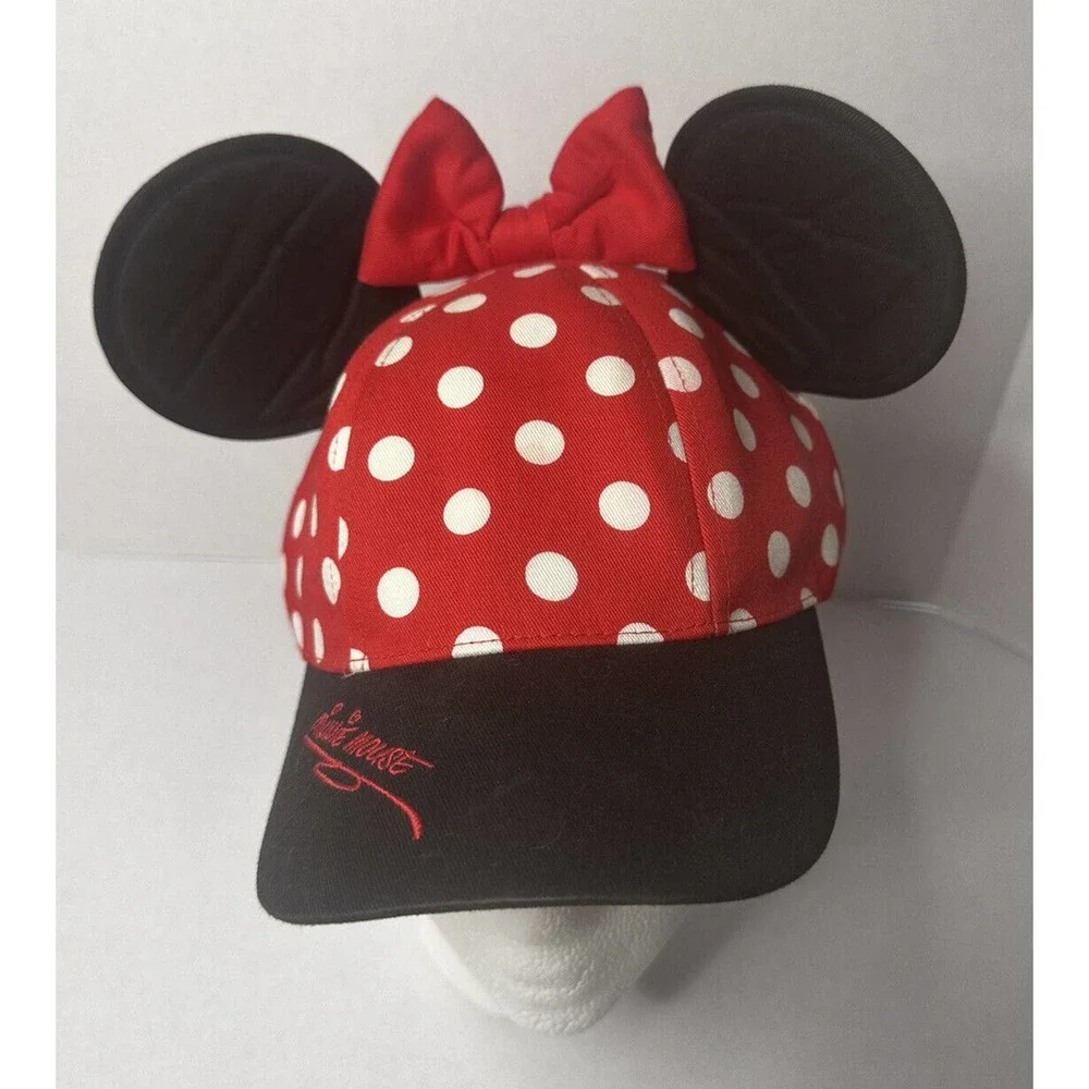 Youth Minnie Mouse Polka Dot Ears Snapback Hat Cap UNIQUE Hong Kong Disneyland